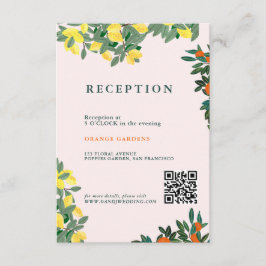 Mediterraan Italiaans Griekenland Lemon Pink Weddi Informatiekaartje