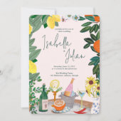 Mediterraan Italiaans Griekenland Lemon Pink Weddi Kaart (Voorkant)