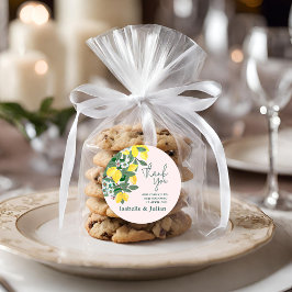 Mediterraan Italiaans Griekenland Lemon Pink Weddi Ronde Sticker