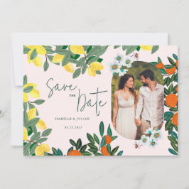 Mediterraan Italiaans Griekenland Lemon Pink Weddi Save The Date