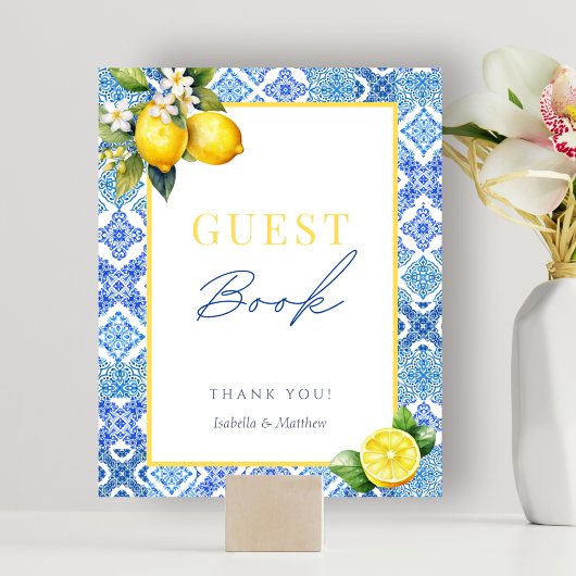 Mediterraan Italiaans Lemon Guest Book Sign Poster