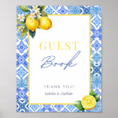 Mediterraan Italiaans Lemon Guest Book Sign Poster (Voorkant)