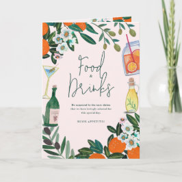 Mediterraan Italiaans Lemon Roze Trouwmenu Bedankkaart