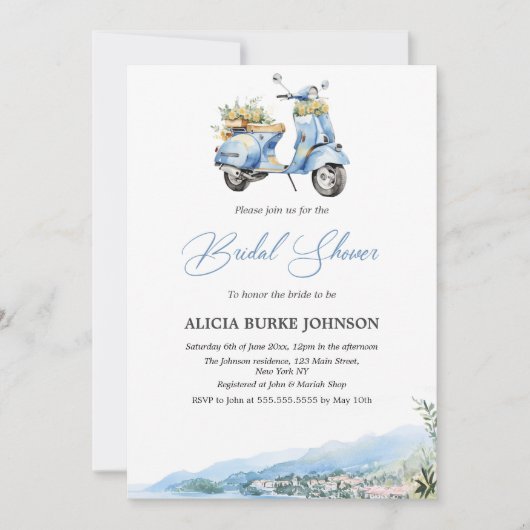 Mediterraan Italië Amalfi Vespa Vrijgezellenfeest Kaart (Voorkant)