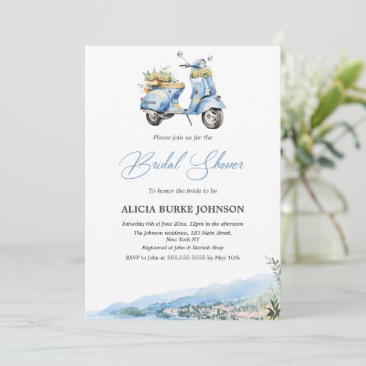 Mediterraan Italië Amalfi Vespa Vrijgezellenfeest Kaart (Staand voorkant)