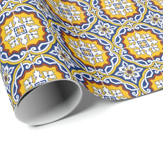 Mediterraan Italië Blauwe Tegels Vrijgezellenfeest Cadeaupapier (Rol Hoek)