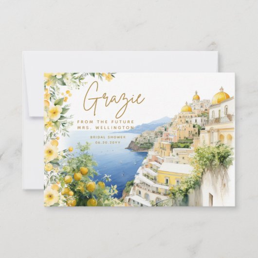 Mediterraan Italië Positano Italiaans Vrijgezellen Bedankkaart (Voorkant)