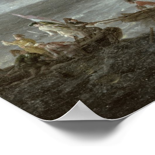 Mediterraan kasteel onder Siege van de Turken Poster (Hoek)