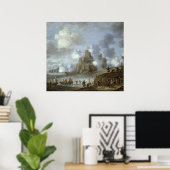 Mediterraan kasteel onder Siege van de Turken Poster (Thuiskantoor)