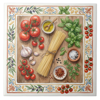Mediterraan Keuken Italiaanse Pasta Ingrediënten Tegeltje