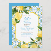Mediterraan kleurrijk 90ste verjaardagsfeest kaart (Voorkant / Achterkant)