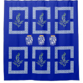 Mediterraan kobalt blauw gebladerte & vaas douchegordijn (Voorkant)