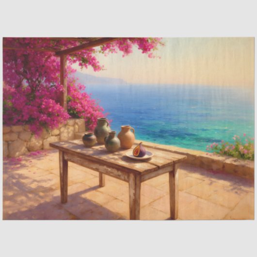 Mediterraan kust tafel decoupage papier (Voorkant)
