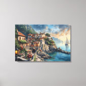 Mediterraan kustdorp canvasprint  canvas afdruk (Voorkant)
