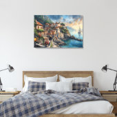 Mediterraan kustdorp canvasprint  canvas afdruk (Insitu (Slaapkamer))