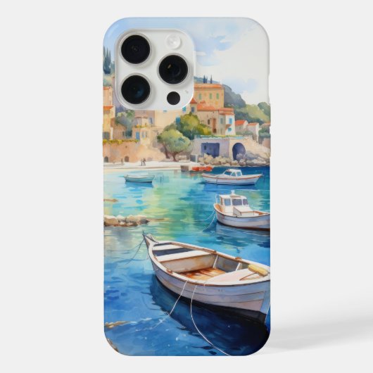 Mediterraan kustdorp met boten – kust iPhone hoesje (Achterkant)