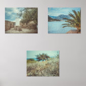 Mediterraan kustlandschap met een vuurtoren muurkunst sets (Voorkant)