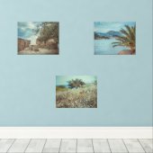 Mediterraan kustlandschap met een vuurtoren muurkunst sets (Houten vloer)