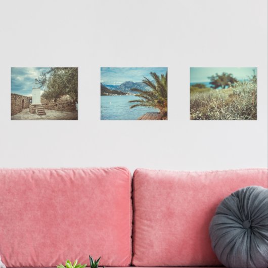 Mediterraan kustlandschap met een vuurtoren muurkunst sets (Woonkamer)