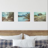 Mediterraan kustlandschap met een vuurtoren muurkunst sets (Slaapkamer)