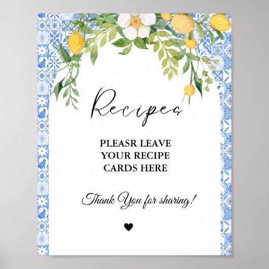 Mediterraan Laat je Recepten Vrijgezellenfeest ach Poster (Voorkant)