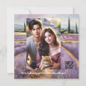 Mediterraan Lavendel Boerderij Land Bruiloft Kaart (Achterkant)