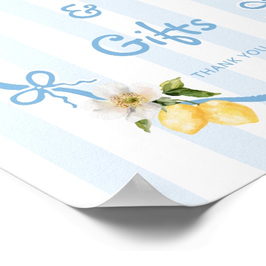 Mediterraan Lemon Blue Bows Boeken en geschenken Poster (Hoek)
