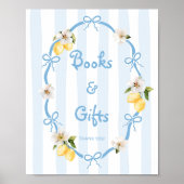 Mediterraan Lemon Blue Bows Boeken en geschenken Poster (Voorkant)
