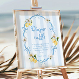 Mediterraan Lemon Blue Bows Luier verloting Poster