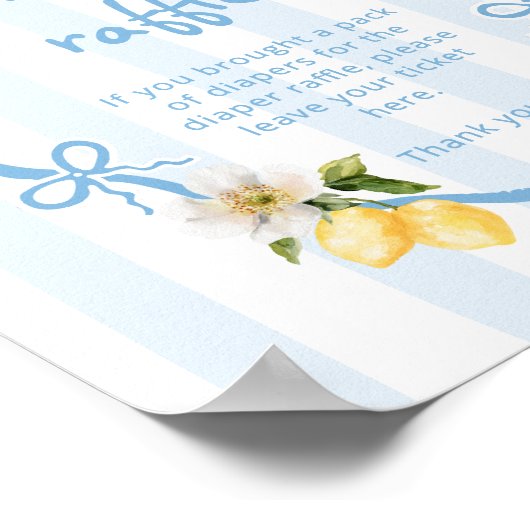 Mediterraan Lemon Blue Bows Luier verloting Poster (Hoek)