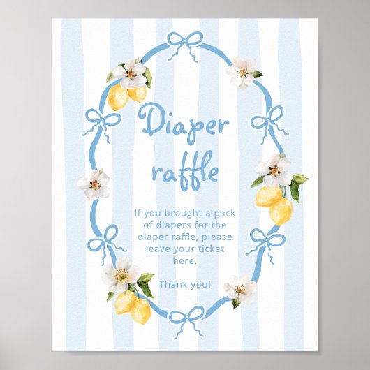 Mediterraan Lemon Blue Bows Luier verloting Poster (Voorkant)