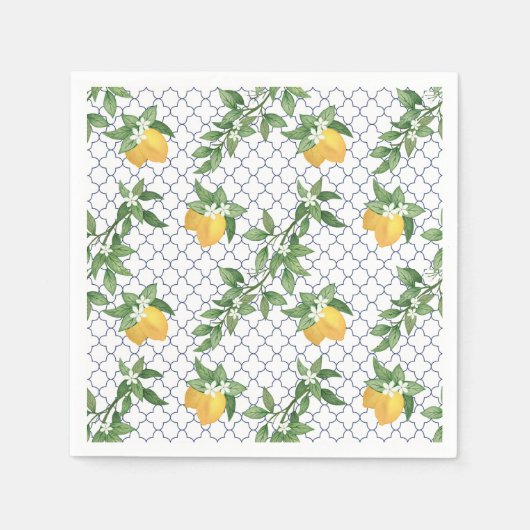 mediterraan Lemon Paper Napkin Servet (Voorkant)