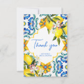 Mediterraan Majolica tegels citroenen vrijgezellen Bedankkaart (Voorkant)