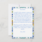 Mediterraan Majolica tegels citroenen vrijgezellen Bedankkaart (Achterkant)