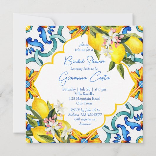 Mediterraan Majolica tegels citroenen vrijgezellen Kaart (Voorkant)