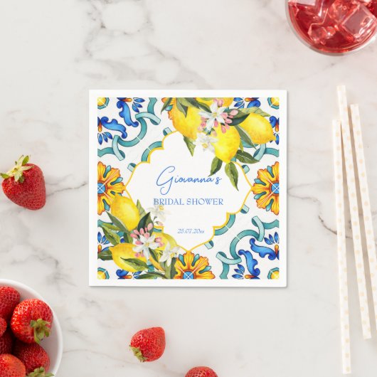 Mediterraan Majolica tegels citroenen vrijgezellen Servet (Insitu)