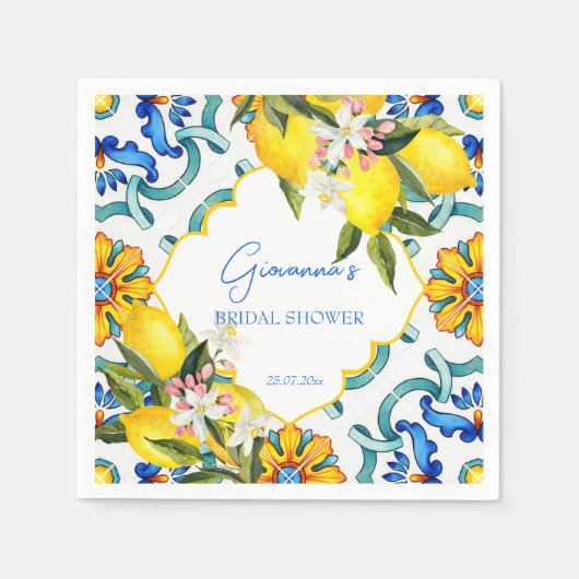 Mediterraan Majolica tegels citroenen vrijgezellen Servet (Voorkant)