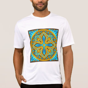 Mediterraan Marokkaans tegelpatroon Blauw en Goud T-shirt