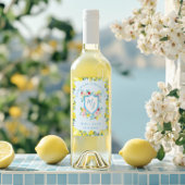 Mediterraan Monogram Crest Wedding Limoncello Wijn Etiket