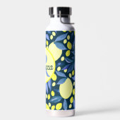 Mediterraan Monogram Naam Chic Citroenen Blauwe Bl Waterfles (Links)