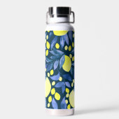 Mediterraan Monogram Naam Chic Citroenen Blauwe Bl Waterfles (Achterkant)
