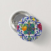 Mediterraan mozaïek citroenfruit  ronde button 3,2 cm (Voorkant /achterkant)