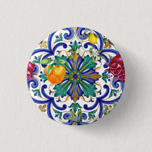 Mediterraan mozaïek citroenfruit ronde button 3,2 cm