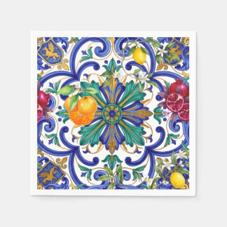 Mediterraan mozaïek citroenfruit servet