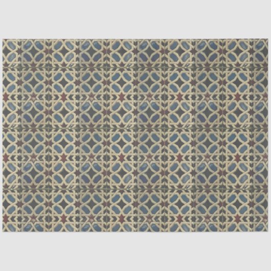 Mediterraan Mozaïekblauw Groen Ontkoppelingstok P Tissuepapier (Voorkant)