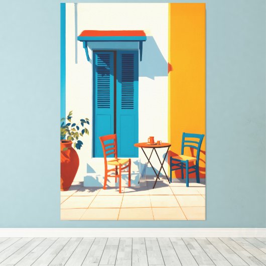 Mediterraan ochtendterras Bliss Canvas Afdruk (Insitu (Houten vloer))