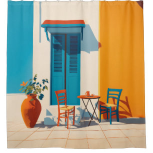 Mediterraan ochtendterras Bliss Douchegordijn