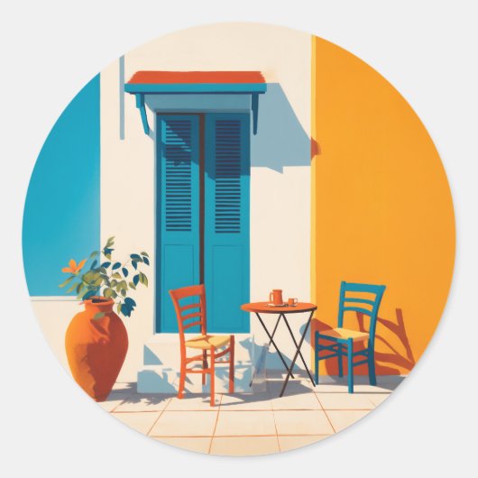 Mediterraan ochtendterras Bliss Ronde Sticker (Voorkant)