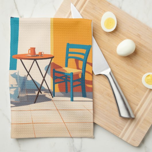 Mediterraan ochtendterras Bliss Theedoek (Quarter Fold)