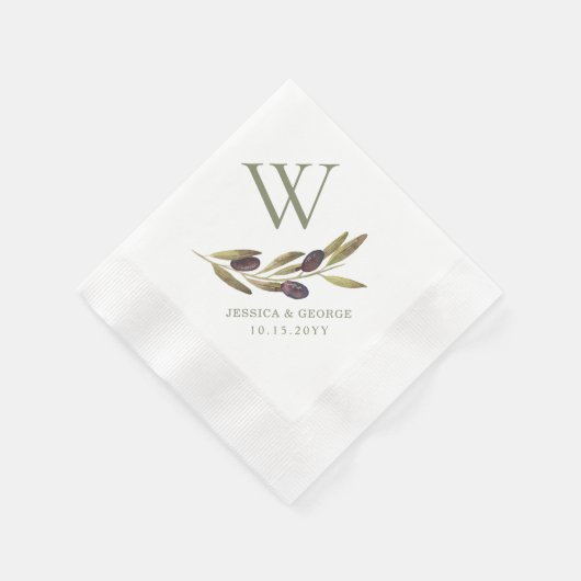 Mediterraan Olijftak Custom Monogram Servet (Hoek)